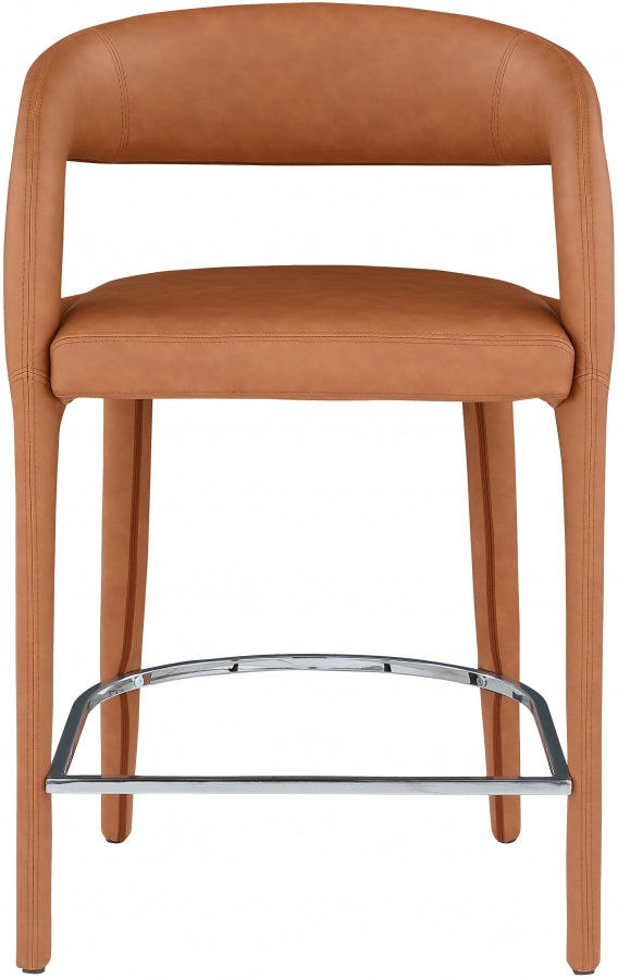 Sylvester Cognac Faux Leather Counter Stool from Meridian - Luna Furniture