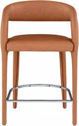 Sylvester Cognac Faux Leather Counter Stool from Meridian - Luna Furniture