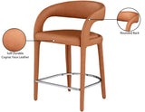 Sylvester Cognac Faux Leather Counter Stool from Meridian - Luna Furniture