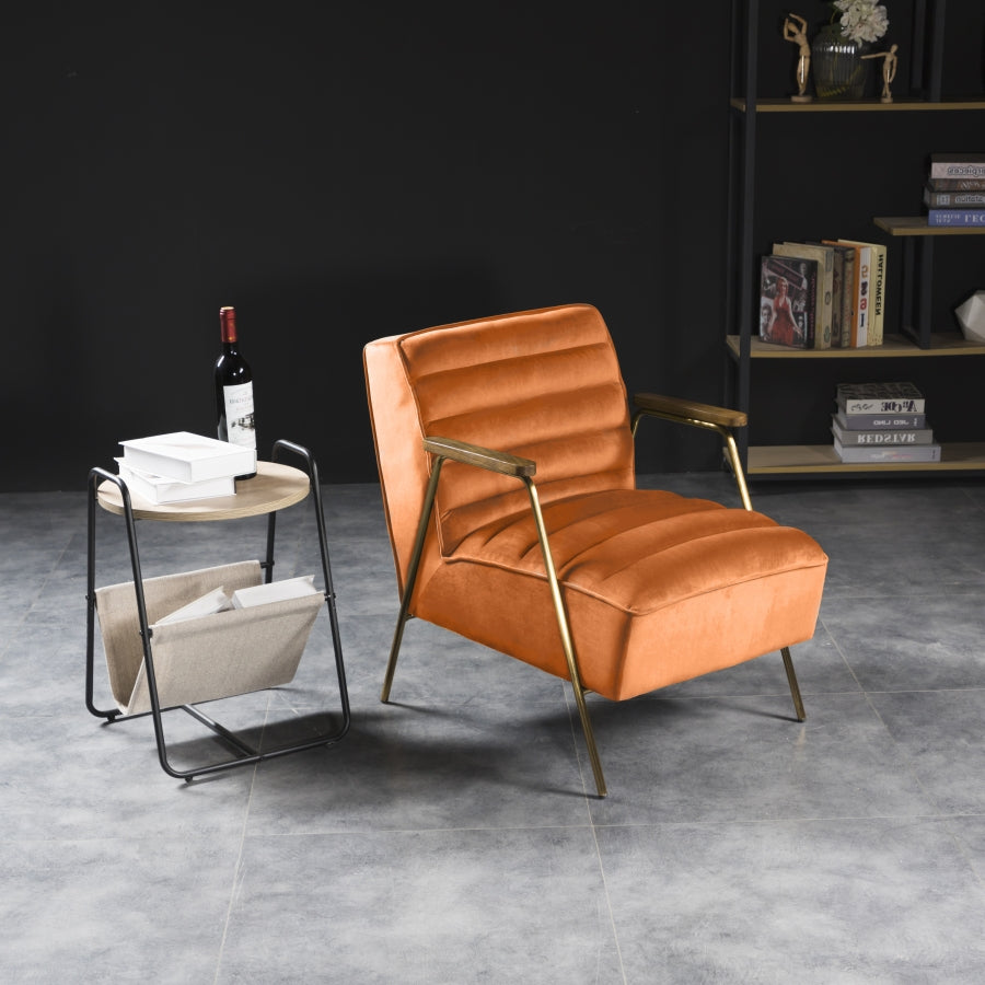 Woodford Cognac Velvet Accent Chair from Meridian - Luna Furniture