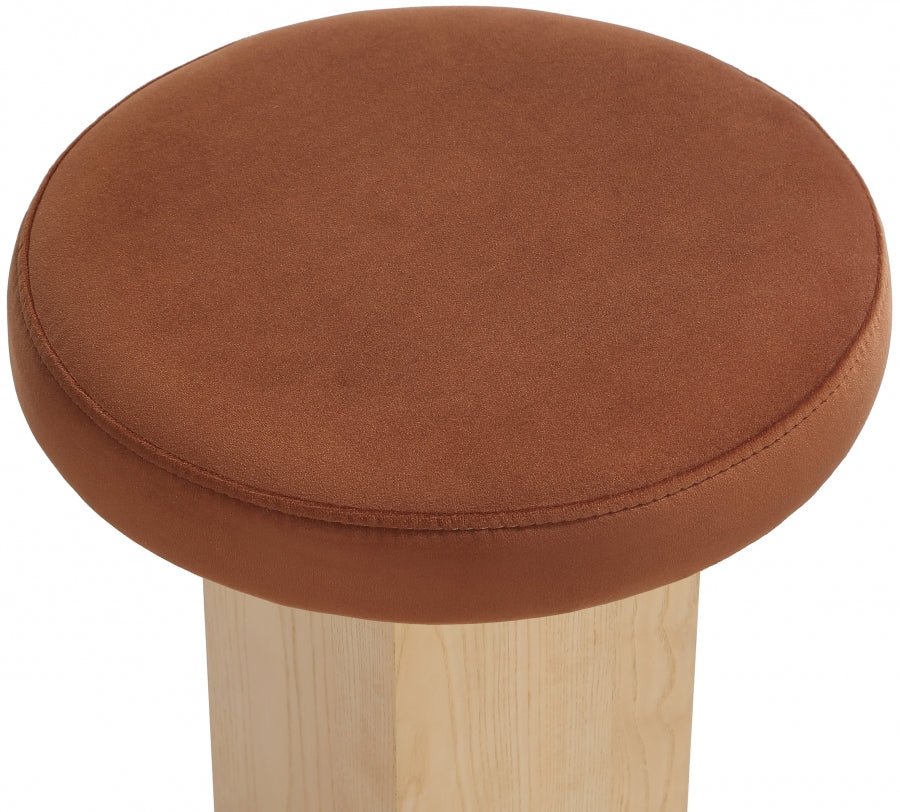 Cognac Wyatt Velvet Bar / Counter Stool from Meridian - Luna Furniture