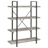 Cole Gray Driftwood/Gunmetal 4-Shelf Bookcase from Coaster - Luna Furniture