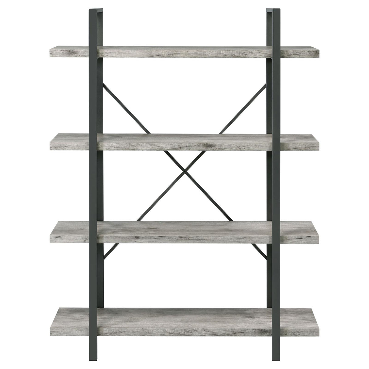 Cole Gray Driftwood/Gunmetal 4-Shelf Bookcase from Coaster - Luna Furniture