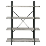 Cole Gray Driftwood/Gunmetal 4-Shelf Bookcase from Coaster - Luna Furniture