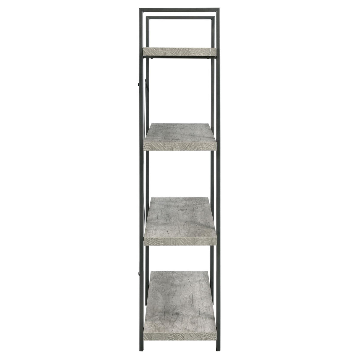 Cole Gray Driftwood/Gunmetal 4-Shelf Bookcase from Coaster - Luna Furniture