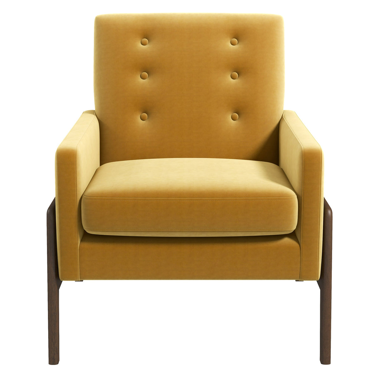 Cole Mid-Century Modern Solid Wood  Dark Yellow Velvet Lounge Chair - AFC00036 - Luna Furniture