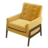 Cole Mid-Century Modern Solid Wood  Dark Yellow Velvet Lounge Chair - AFC00036 - Luna Furniture