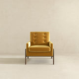 Cole Mid-Century Modern Solid Wood  Dark Yellow Velvet Lounge Chair - AFC00036 - Luna Furniture