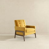 Cole Mid-Century Modern Solid Wood  Dark Yellow Velvet Lounge Chair - AFC00036 - Luna Furniture