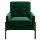 Cole Mid-Century Modern Solid Wood  Green Velvet Lounge Chair - AFC00046 - Luna Furniture