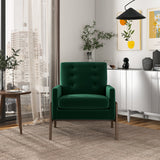 Cole Mid-Century Modern Solid Wood  Green Velvet Lounge Chair - AFC00046 - Luna Furniture