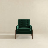 Cole Mid-Century Modern Solid Wood  Green Velvet Lounge Chair - AFC00046 - Luna Furniture