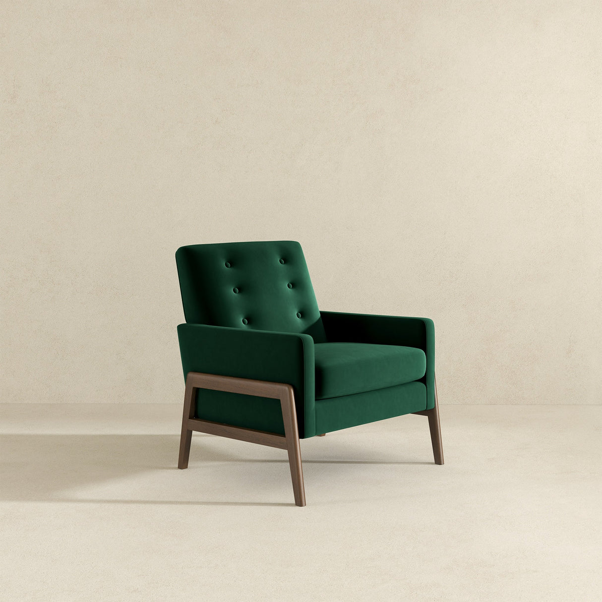 Cole Mid-Century Modern Solid Wood  Green Velvet Lounge Chair - AFC00046 - Luna Furniture