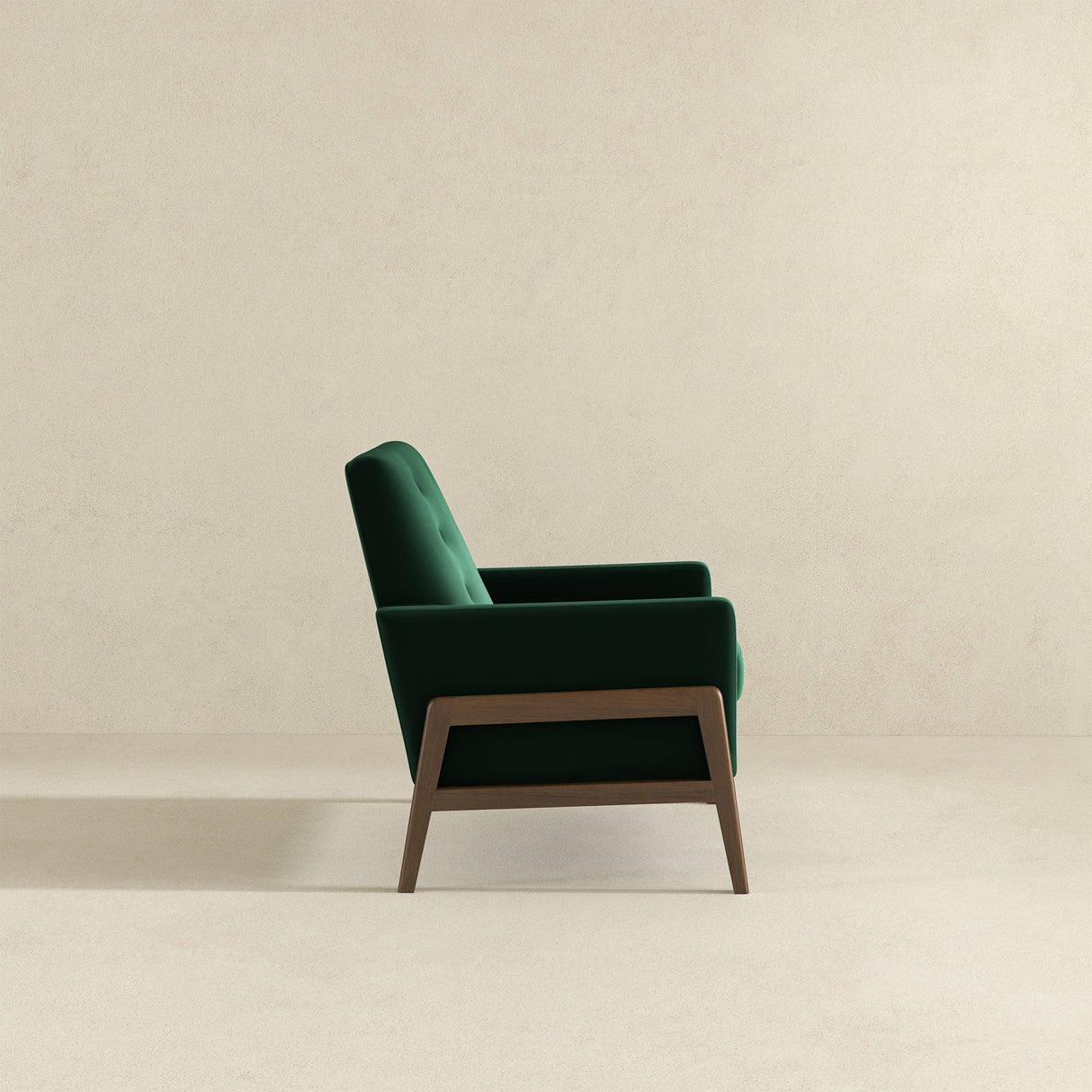 Cole Mid-Century Modern Solid Wood  Green Velvet Lounge Chair - AFC00046 - Luna Furniture