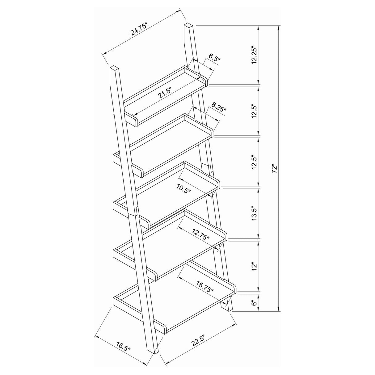 Colella Cappuccino 3-Piece 1-Drawer Ladder Desk Set from Coaster - Luna Furniture