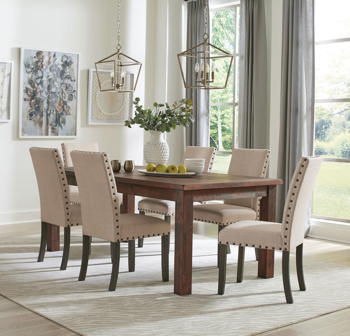 Coleman Rustic Golden Brown 7-Piece Rectangular Dining Set from Coaster - Luna Furniture