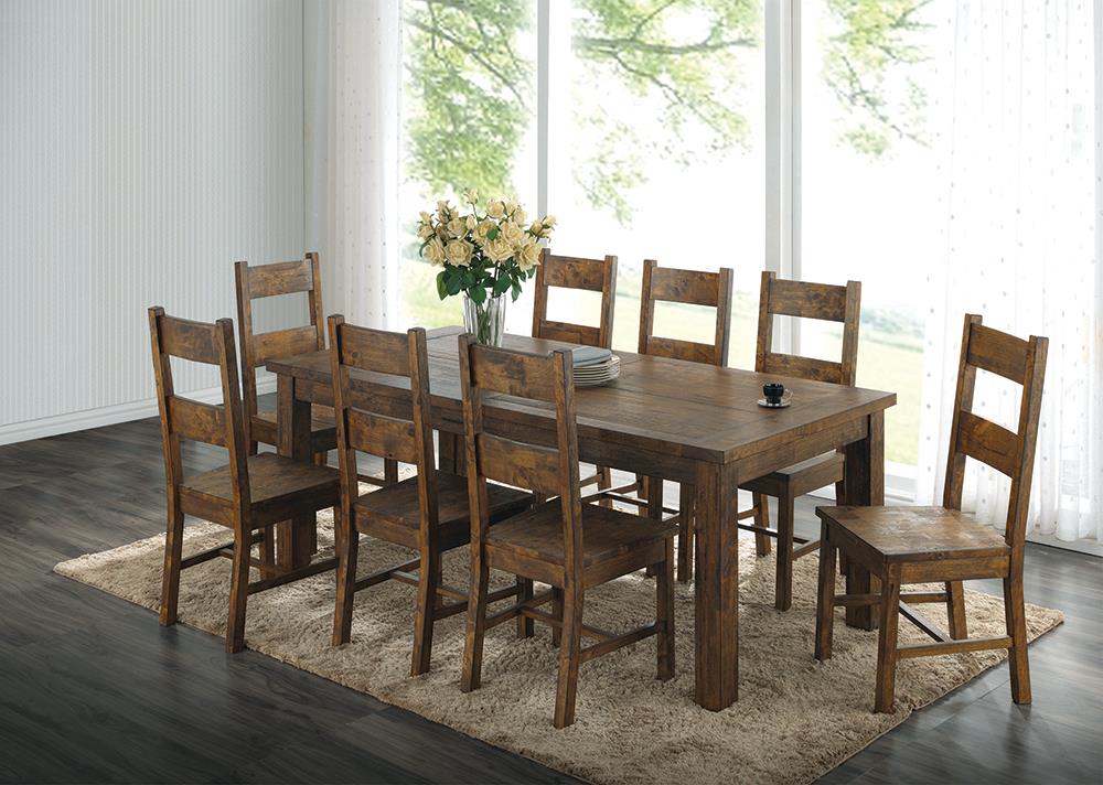 Coleman Rustic Golden Brown 9-Piece Rectangular Dining Set from Coaster - Luna Furniture