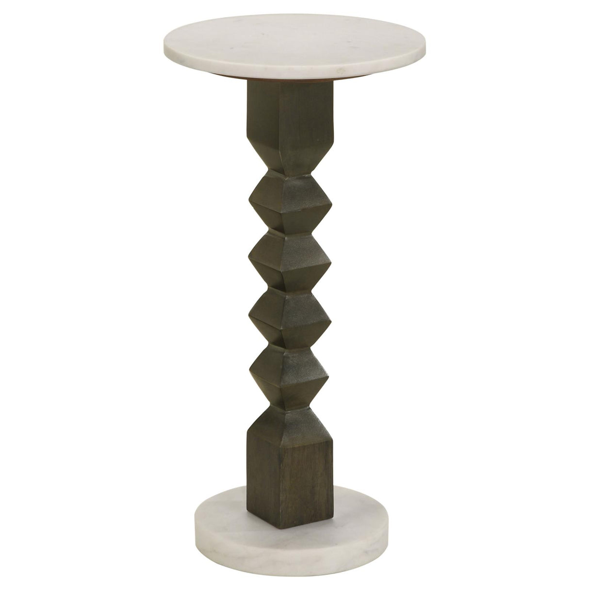 Colette Round Marble Top Side Table White and Dark Grey from Coaster - Luna Furniture