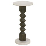 Colette Round Marble Top Side Table White and Dark Grey from Coaster - Luna Furniture