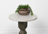 Colette Round Marble Top Side Table White and Dark Grey from Coaster - Luna Furniture