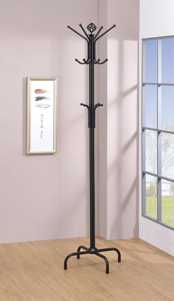 Collier Black 12-Hook Coat Rack from Coaster - Luna Furniture