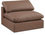 Comfy Faux Leather Armless Chair Brown from Meridian - Luna Furniture