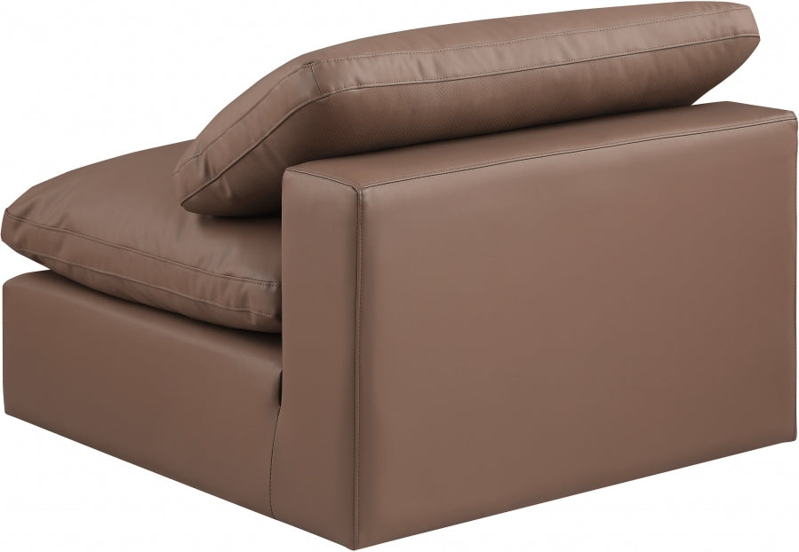 Comfy Faux Leather Armless Chair Brown from Meridian - Luna Furniture