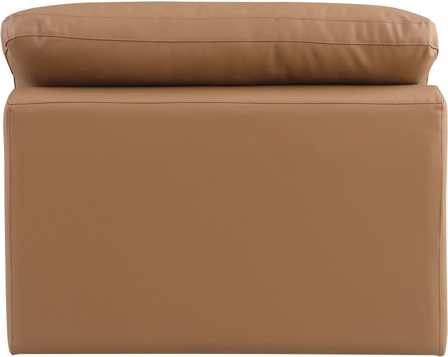 Comfy Faux Leather Armless Chair Cognac from Meridian - Luna Furniture