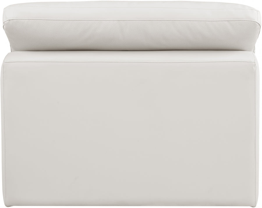 Comfy Faux Leather Armless Chair Cream from Meridian - Luna Furniture