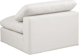 Comfy Faux Leather Armless Chair Cream from Meridian - Luna Furniture