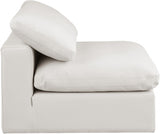 Comfy Faux Leather Armless Chair Cream from Meridian - Luna Furniture