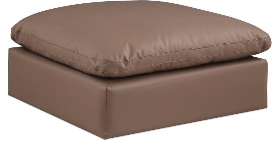 Comfy Faux Leather Ottoman Brown from Meridian - Luna Furniture