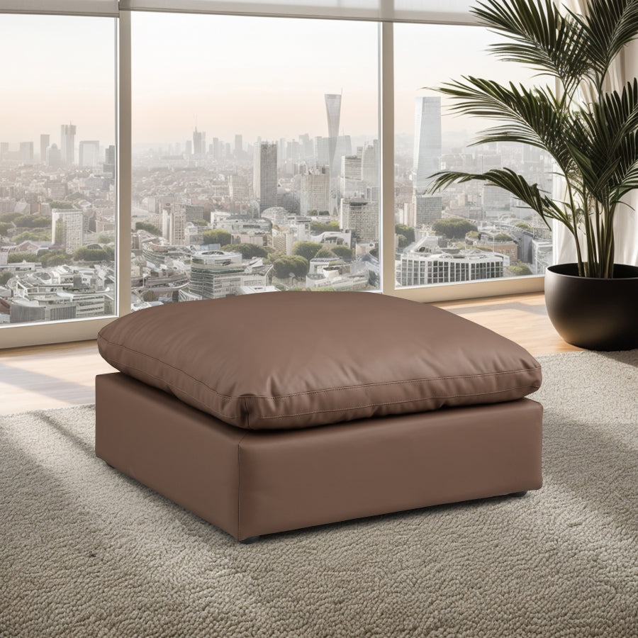 Comfy Faux Leather Ottoman Brown from Meridian - Luna Furniture