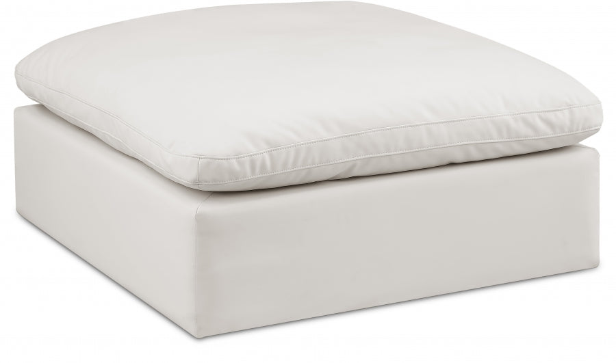 Comfy Faux Leather Ottoman Cream from Meridian - Luna Furniture