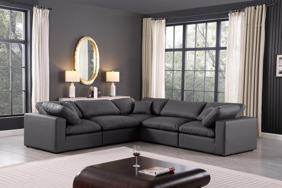 Comfy Faux Leather Sectional Black from Meridian - Luna Furniture