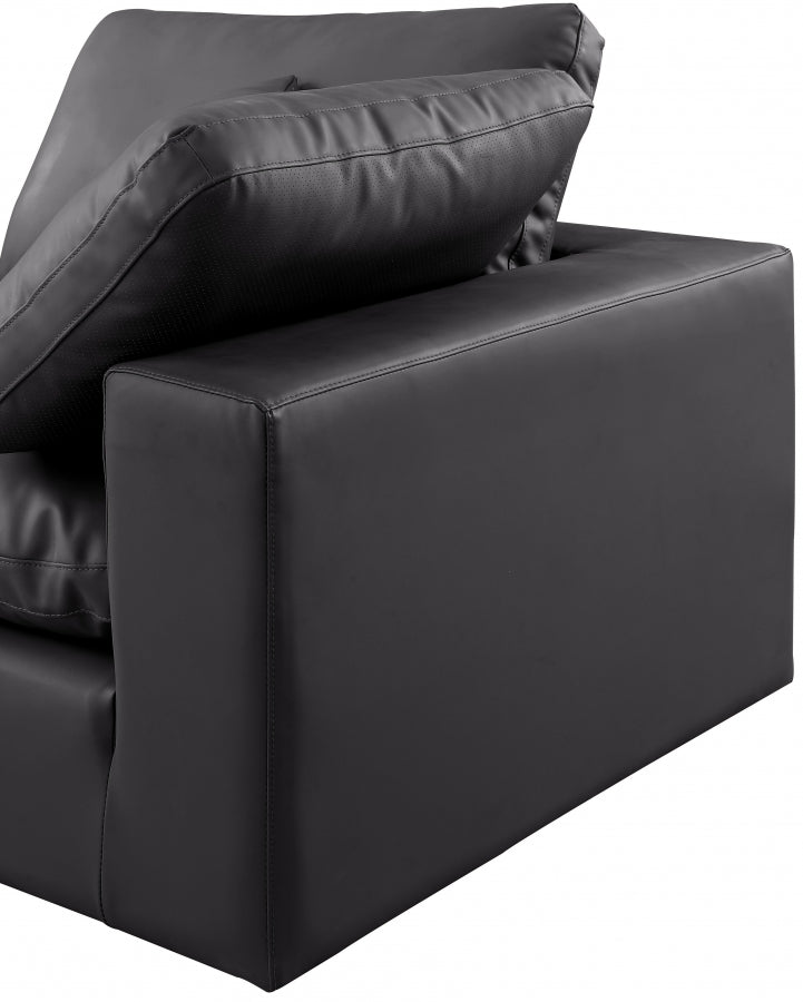 Comfy Faux Leather Sectional Black from Meridian - Luna Furniture