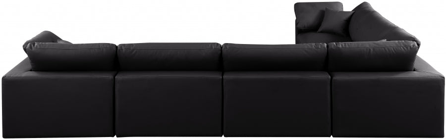 Comfy Faux Leather Sectional Black from Meridian - Luna Furniture