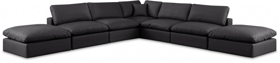 Comfy Faux Leather Sectional Black from Meridian - Luna Furniture