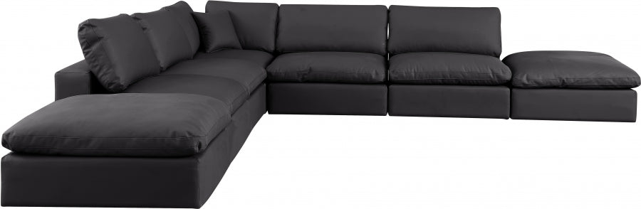 Comfy Faux Leather Sectional Black from Meridian - Luna Furniture