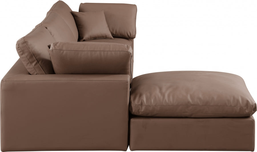 Comfy Faux Leather Sectional Brown from Meridian - Luna Furniture