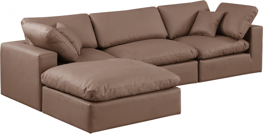 Comfy Faux Leather Sectional Brown from Meridian - Luna Furniture