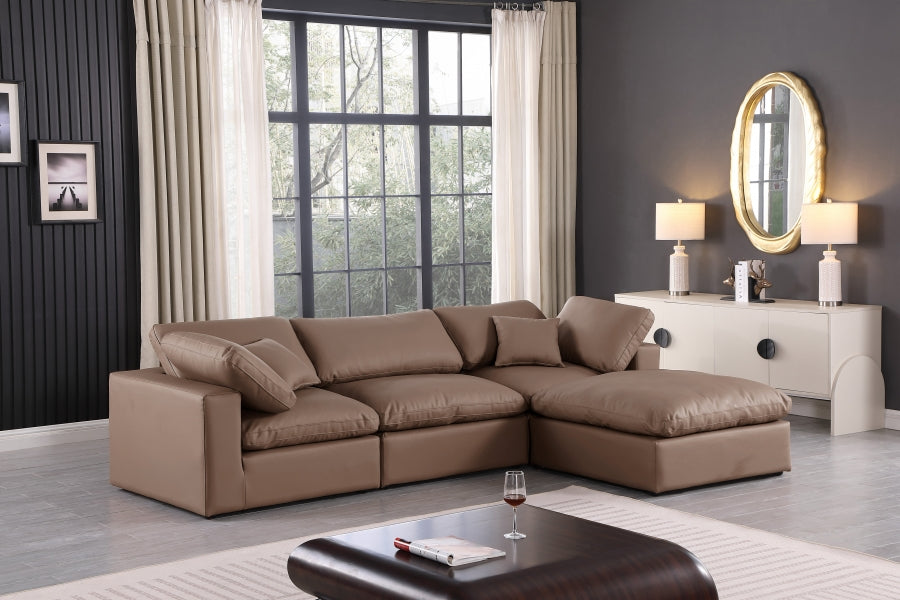 Comfy Faux Leather Sectional Brown from Meridian - Luna Furniture