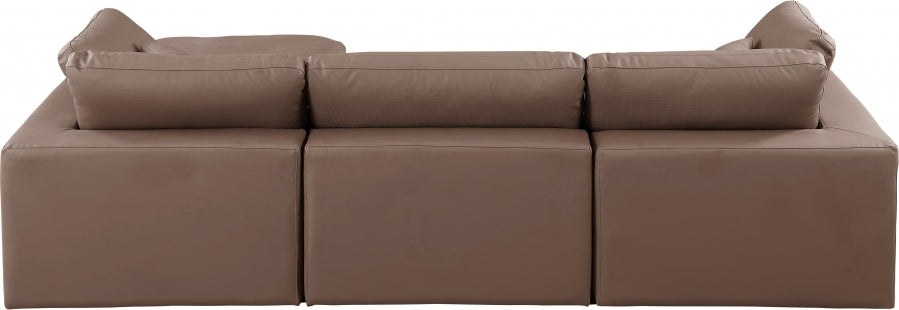 Comfy Faux Leather Sectional Brown from Meridian - Luna Furniture