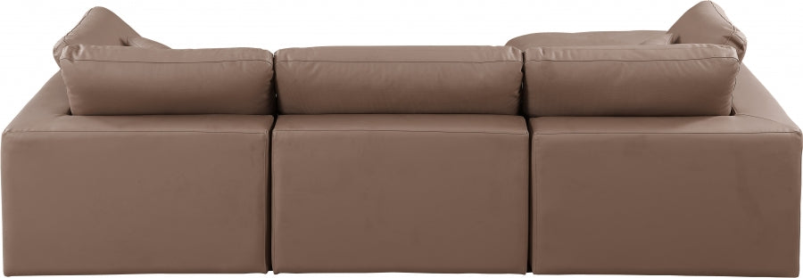 Comfy Faux Leather Sectional Brown from Meridian - Luna Furniture