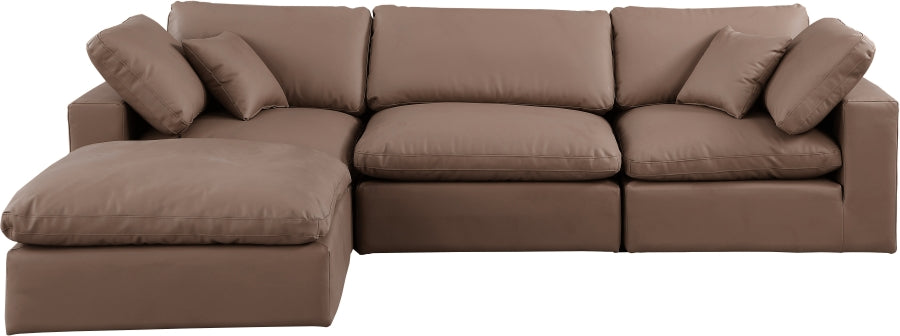 Comfy Faux Leather Sectional Brown from Meridian - Luna Furniture