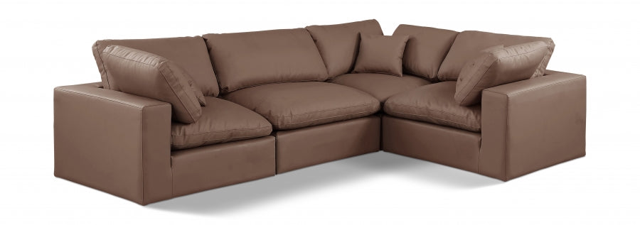 Comfy Faux Leather Sectional Brown from Meridian - Luna Furniture