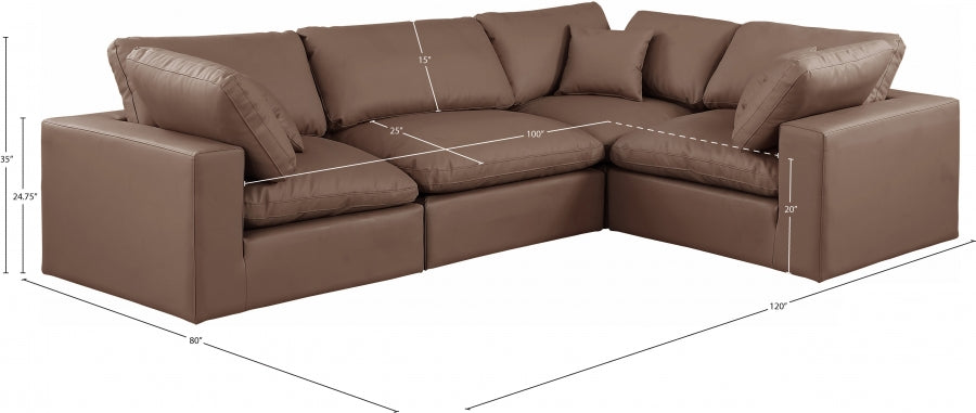 Comfy Faux Leather Sectional Brown from Meridian - Luna Furniture