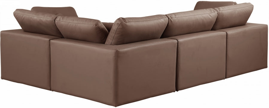 Comfy Faux Leather Sectional Brown from Meridian - Luna Furniture