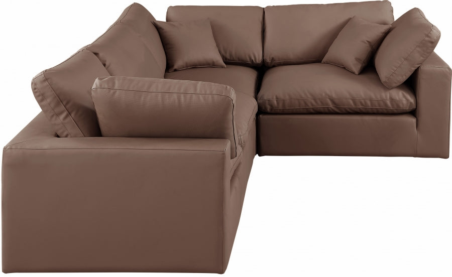 Comfy Faux Leather Sectional Brown from Meridian - Luna Furniture