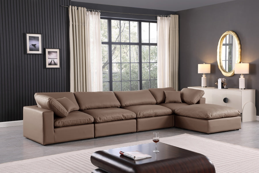 Comfy Faux Leather Sectional Brown from Meridian - Luna Furniture